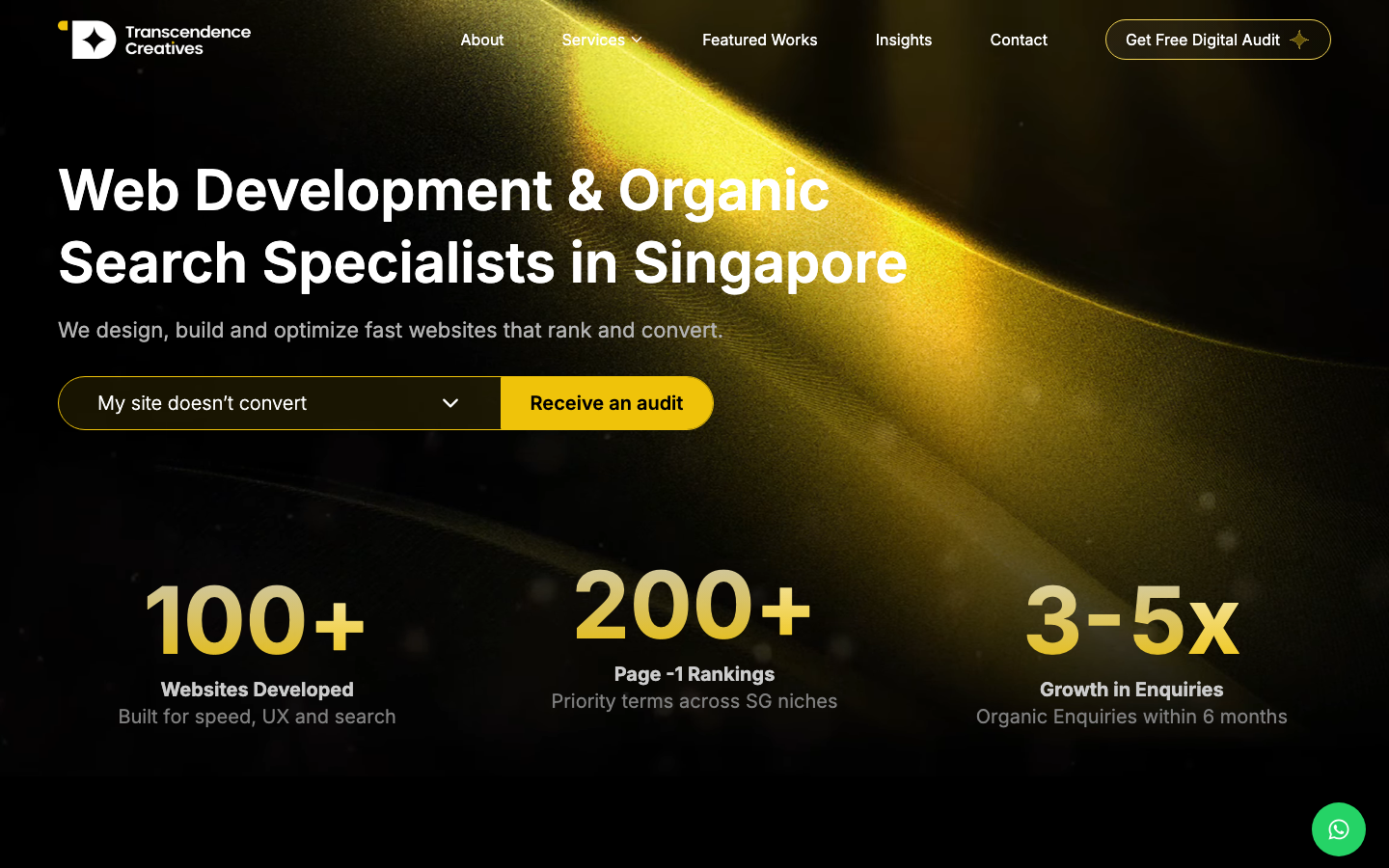 TDC Creative studio website interface